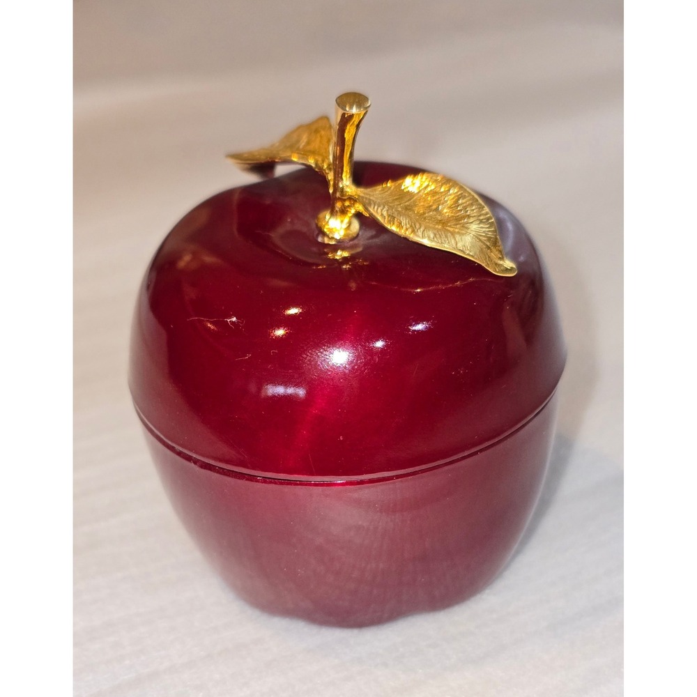 San Francisco Music Box Company Apple Red Lacquer Decorative Trinket